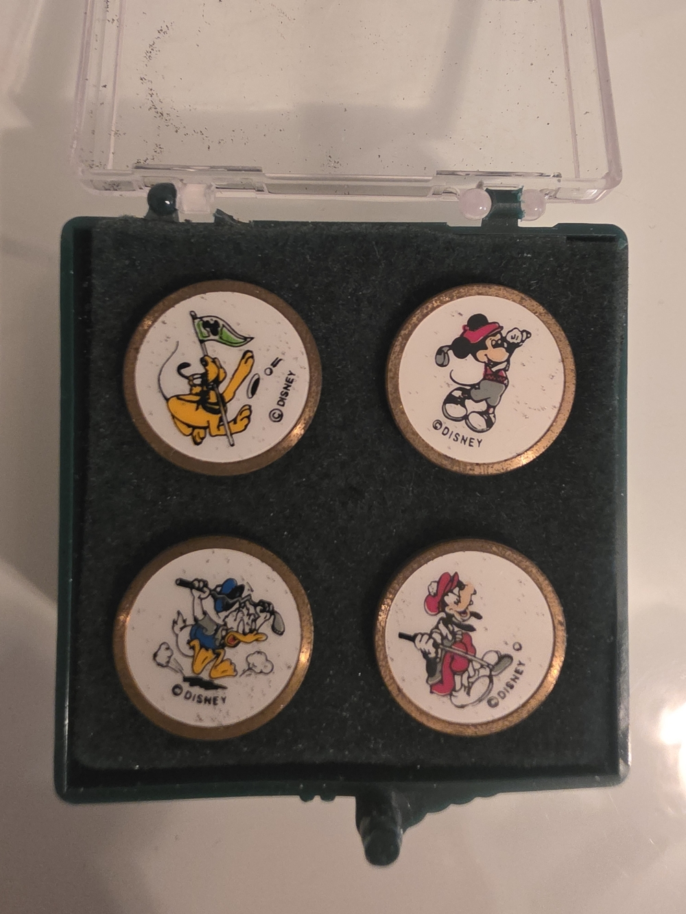 Vintage Disney Brass Golf Ball Markers - Black, White, Gold
